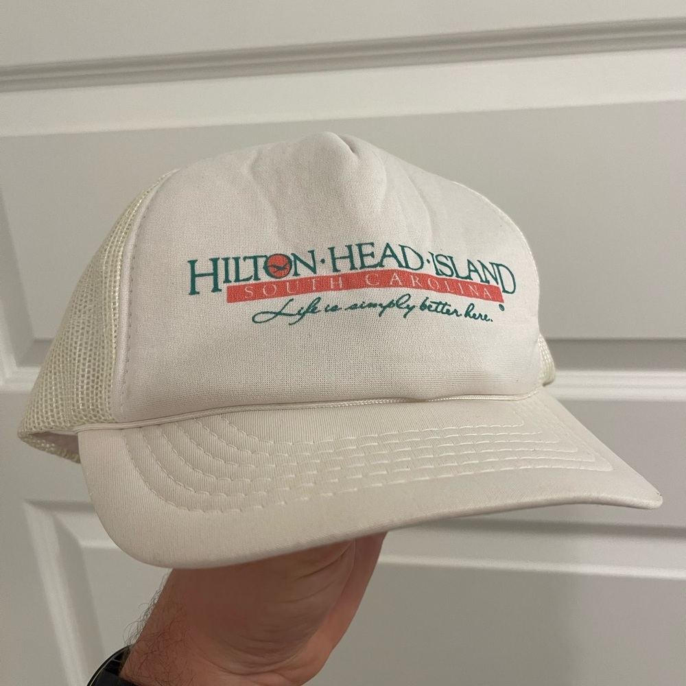 Vintage Hilton Head Island, South Carolina Cream Trucker Hat